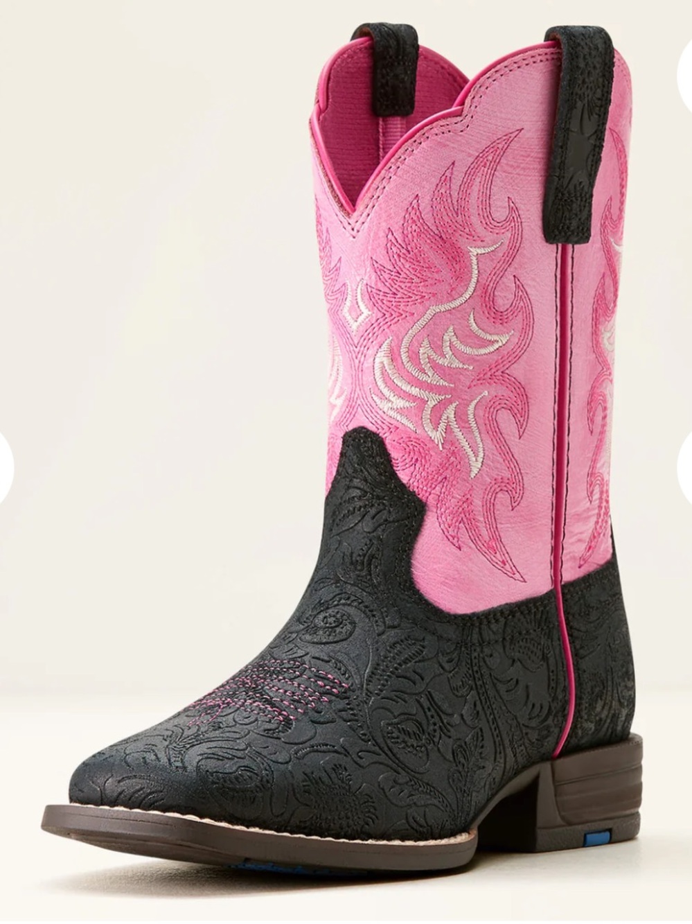 Ariat Kid's Outrider Boot in Black Floral Emboss/ Painted Peony